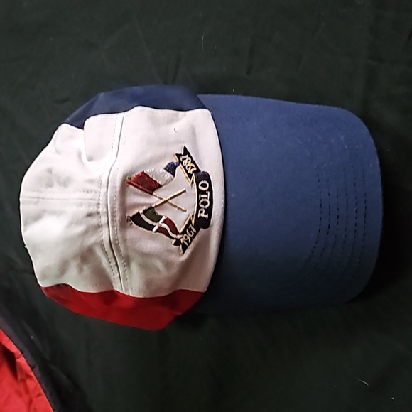 Red, white and blue crew neck sweatshirt with 1967 and 1987 flags. And hat - Picture 5 of 5